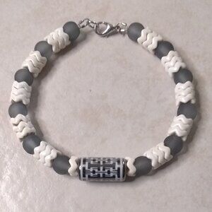 Gray + Off-White Beaded Winter Bracelet! Solid Trendy Everyday Wear!